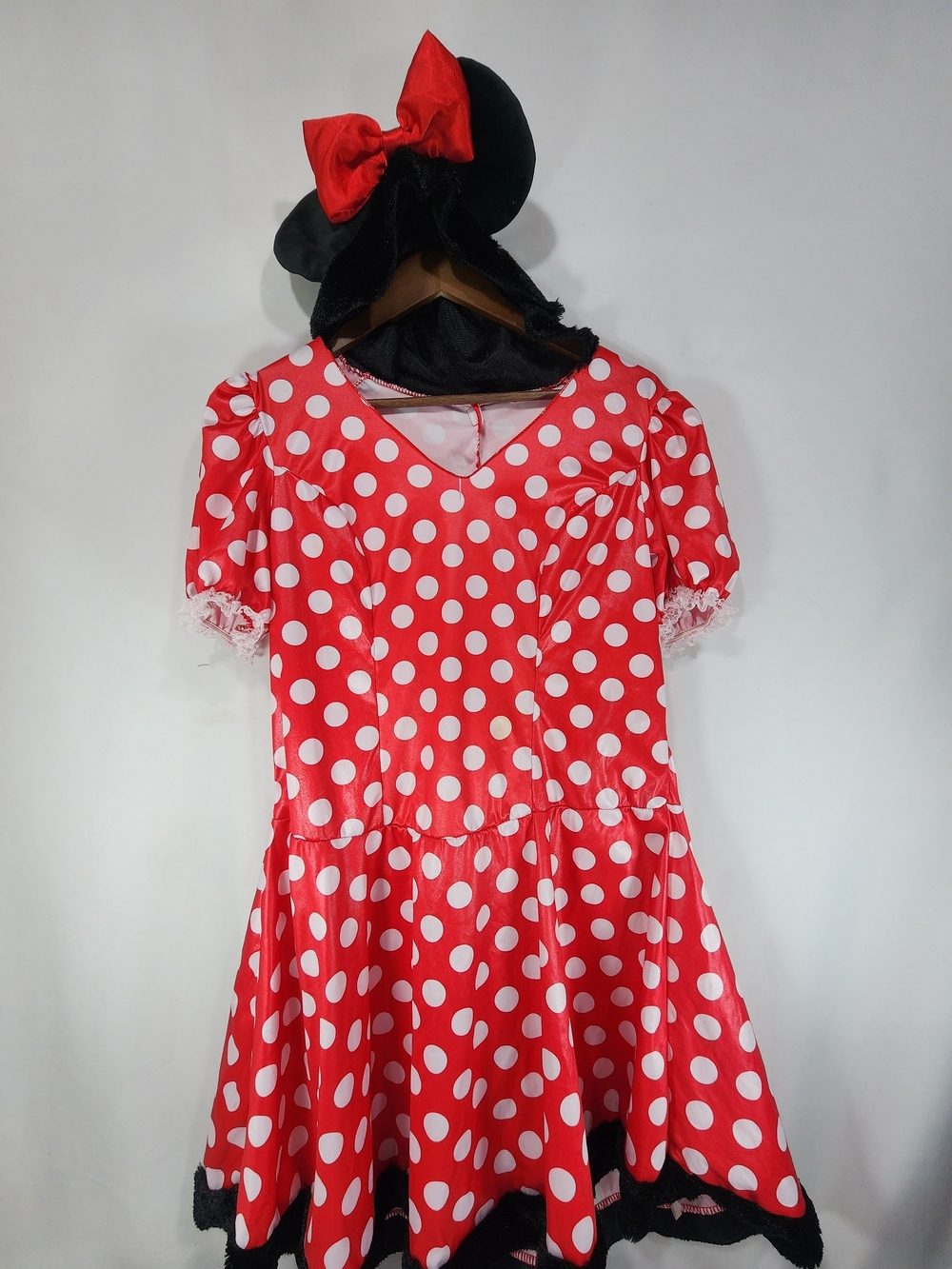 Minnie Mouse Hooded Costume Dress Red Polka Dot with Tail Size XL / OSFM